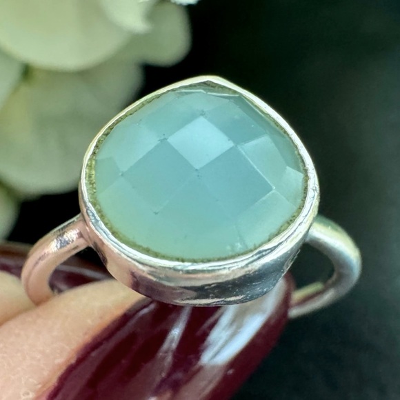 Sterling Silver Light Blue Green Teardrop Gemstone Ring Solid 925 Sterling Silve - Picture 13 of 15
